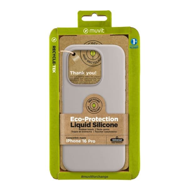 Muvit Capa Recycletek Liquid Silicone para iPhone 16 Pro Nude
