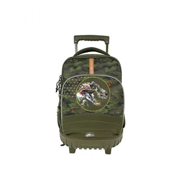 Jurassic World Mochila Escolar com Rodas Verde