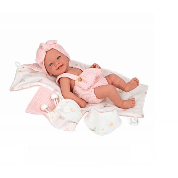Arias Reborn Boneca Elegance 42cm Zoe Rosa com Muda-Fraldas e Babete
