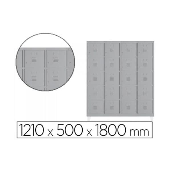 Rocada Cacifo Metálico Soldado 4 Módulos 5 Portas 121x50x180cm Cinza Série 300