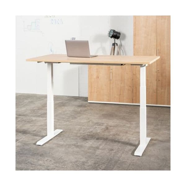 Rocada Mesa Secretária E-table Elétrica 160x80cm Branca com Tampo Faia