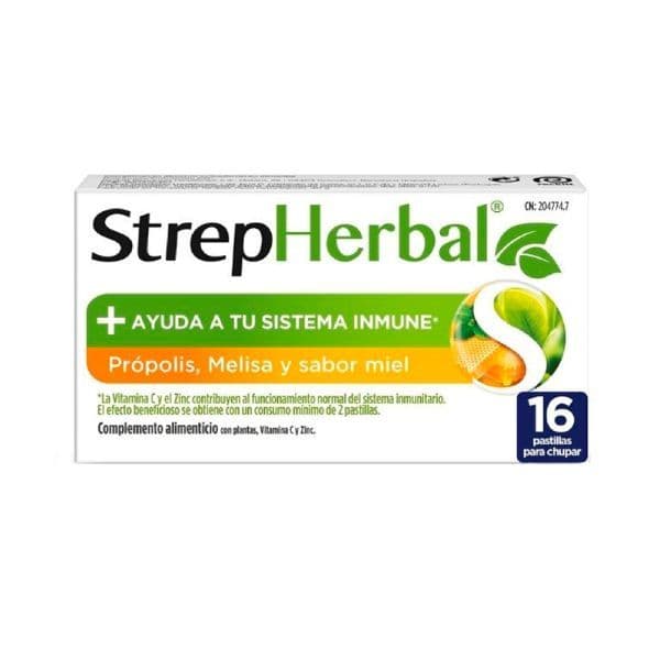 StrepHerbal Própolis e Cidreira Mel Pastilhas 16 Unidades