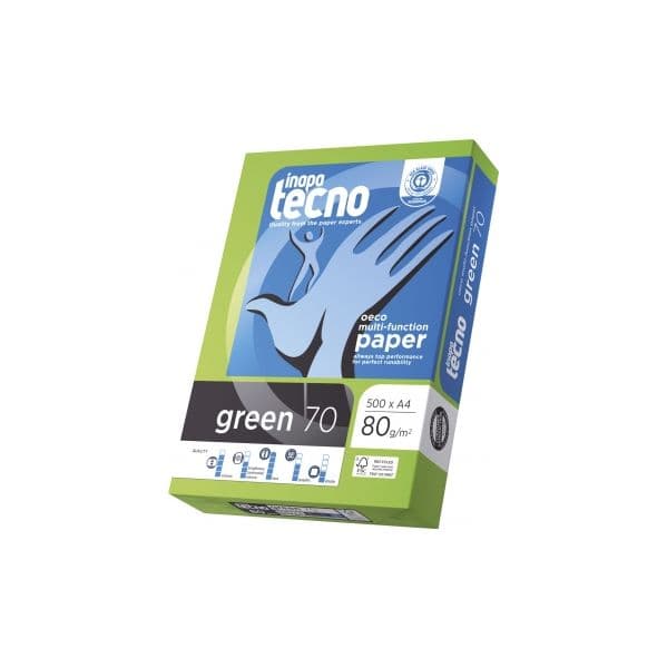 Inapa 5 un. Resmas 500 Fls Papel A4 80g Tecno Verde 70 - 248001