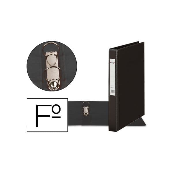 Pardo Pasta de 2 Anéis 25mm Plástico Folio Preto - OFF031319CE
