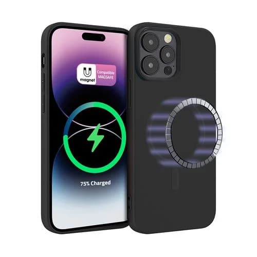 4-OK Capa Silk com Magsafe para Apple iphone 15 Pro Max Black