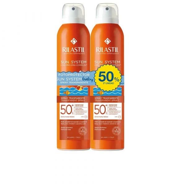 Protetor Solar Rilastil Sun System Baby Spray Transparente FPS50+ 2x200ml