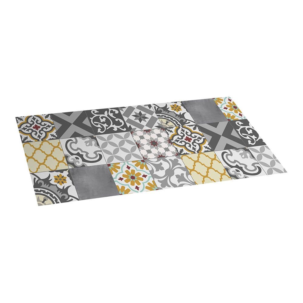 TAPETE VINÍLICO CROMA PATCH CINZENTO- AMBAR 50X110CM