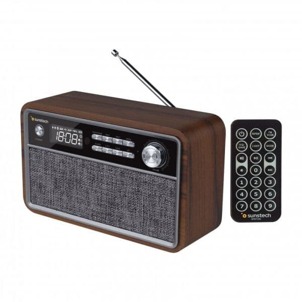Sunstech RPBT500 Rádio Portátil com Bluetooth Preto/Madeira