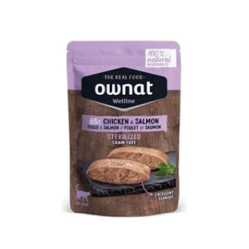 Ração Húmida Ownat Sterilized Chicken & Salmon 85g