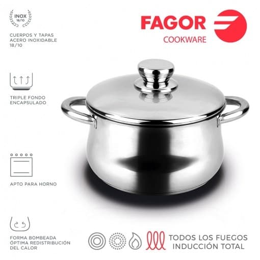 Panela Silverinox + Tampa Ø24CM Aço Inoxidável Fagor