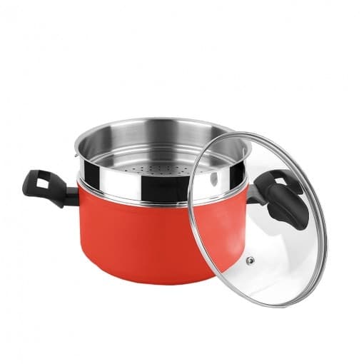 Panela Silverinox + Tampa + Vaporizador Ø20CM Alumínio Vermelho 3004 Fagor