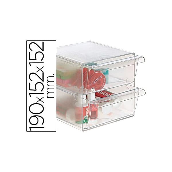Archivo 2000 Cubo de Arquivo c/2 Gavetas em Poliestireno Transparente 190x152x152 mm - OFF037952CE