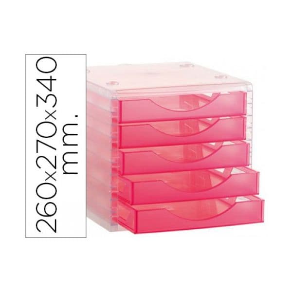 Q-Connect Módulo de Secretária 34x27x25.5cm 5 Gavetas Translúcido Rosa
