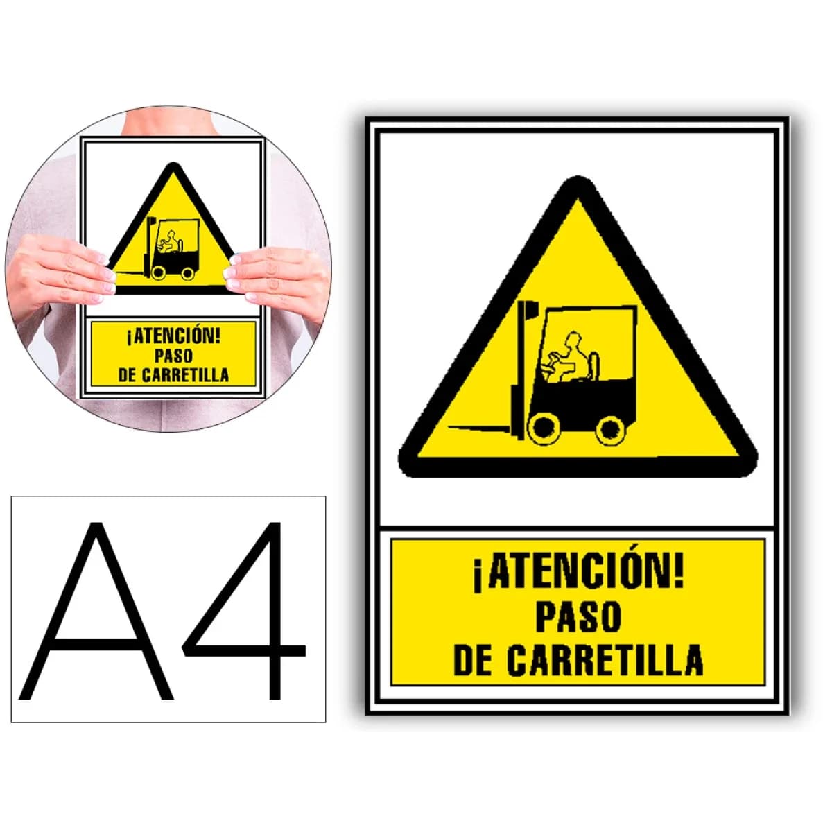 Pictograma archivo 2000 atencao passagem de empilhadoras pvc amarelo luminiscente 210×297 mm