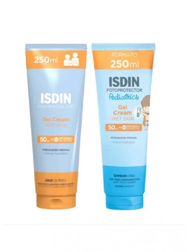 Protetor Solar Isdin Fotoprotector Gel Creme SPF50 250ml + Fotoprotector Pediatrics Gel Creme SPF50 250ml