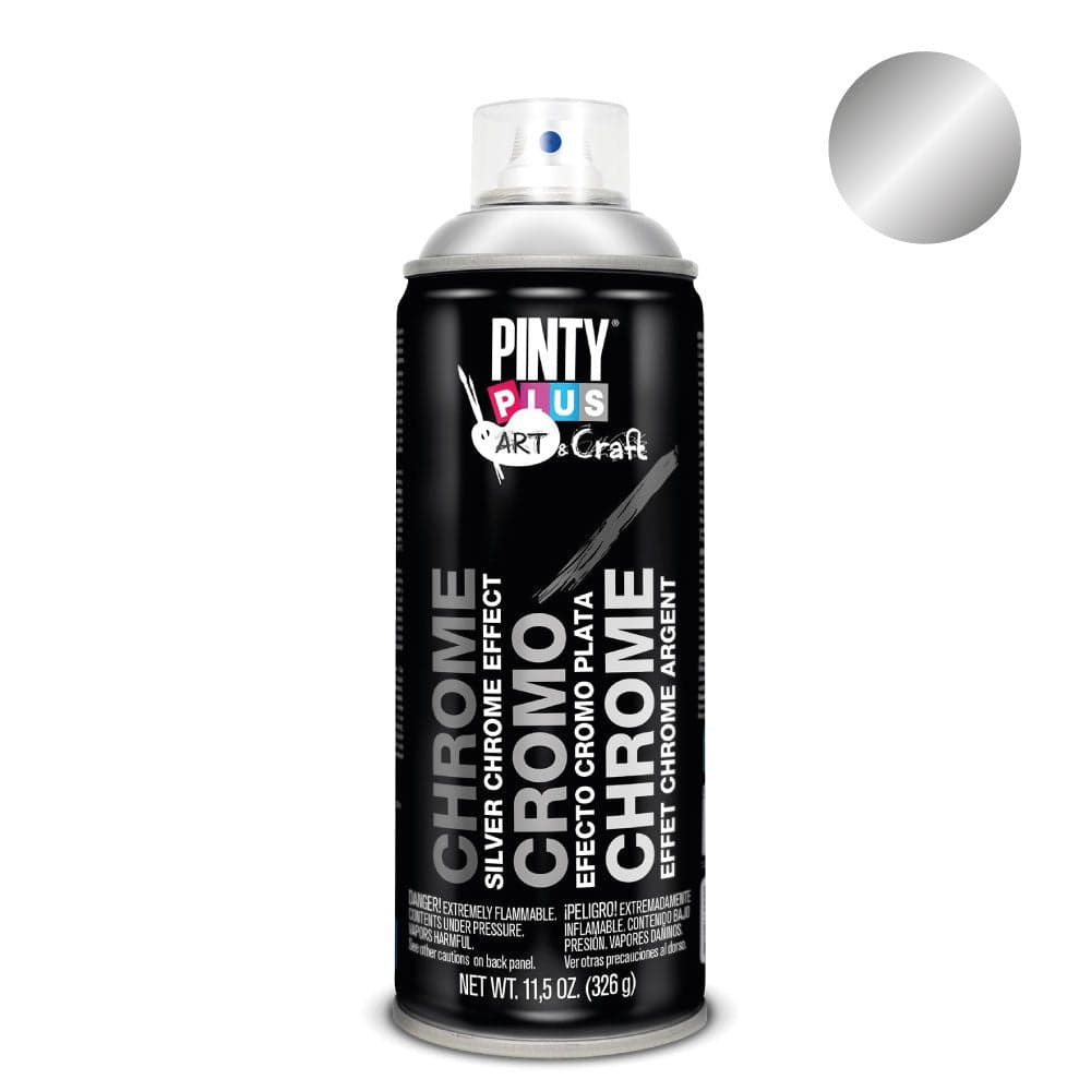 PINTURA EM SPRAY PINTYPLUS ART & CRAFT 520CC EFEITO CROMADO PRATA