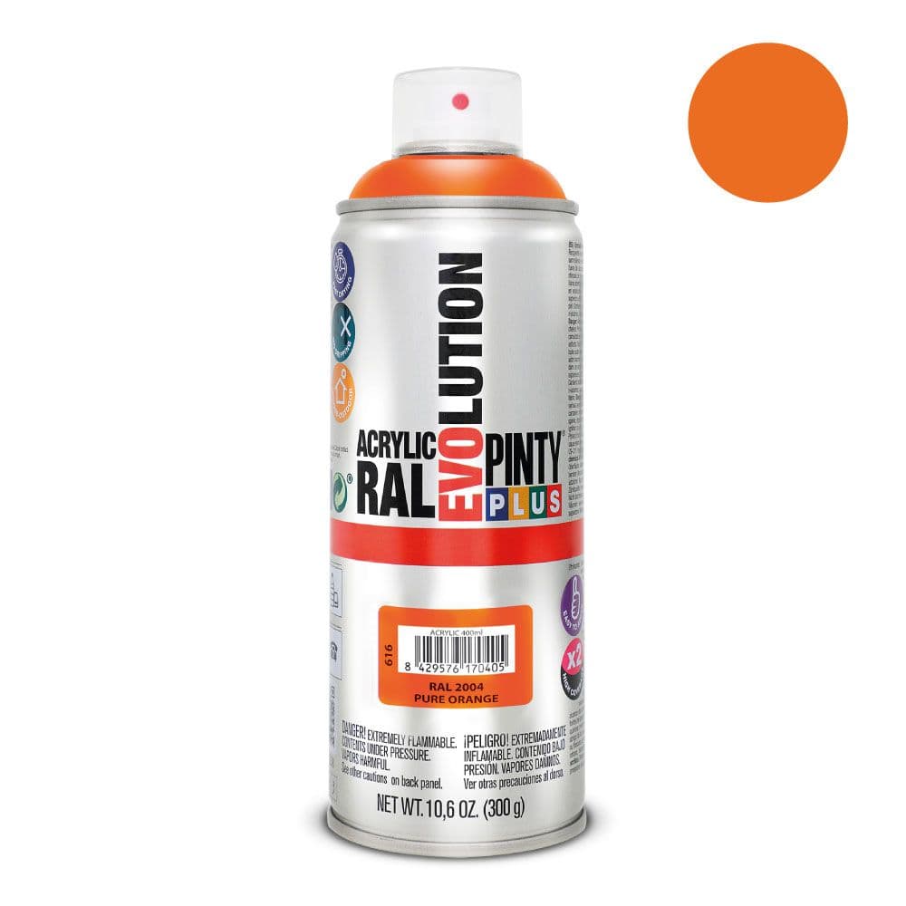 TINTA EM SPRAY PINTYPLUS EVOLUTION 520CC RAL 2004 LARANJA PURO