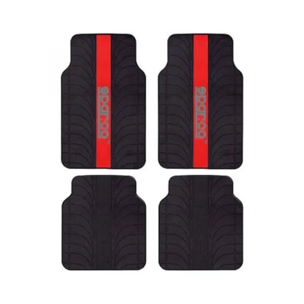 Sparco Kit 4 Tapetes Borracha Corsa Vermelho