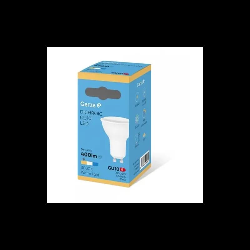 Garza Lâmpada led GU10, 5W, 110º, 400 Lúmenes, Luz Cálida