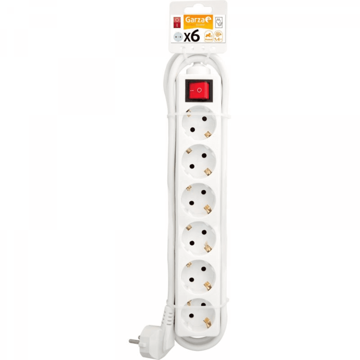 Garza Extensão 6 Tomadas com Interruptor 1.4m Branco - 420005