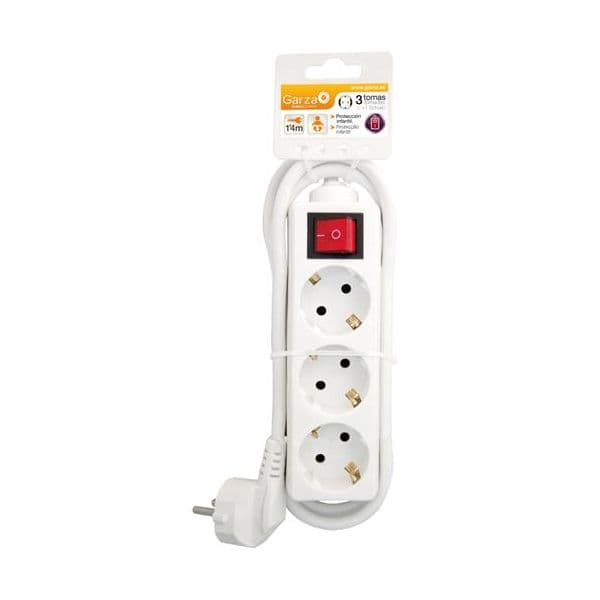 Garza Extensão 3 Tomadas com Interruptor 3m Branco - 420019