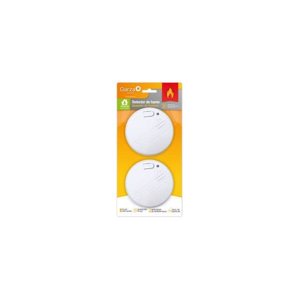 Garza Power, Detector de humo Mini, 85 decibelios, fácil instalación, Pack 2 unidades, Blanco 430051G