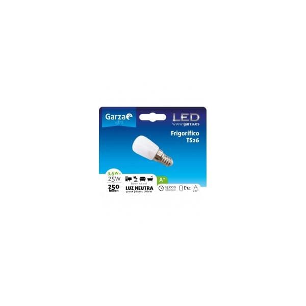 Garza Lighting, Lâmpada led Frigorífico TS26, 3,5W, E14, 220º, 250 Lúmenes, 4000 K, Luz Neutra 462040A