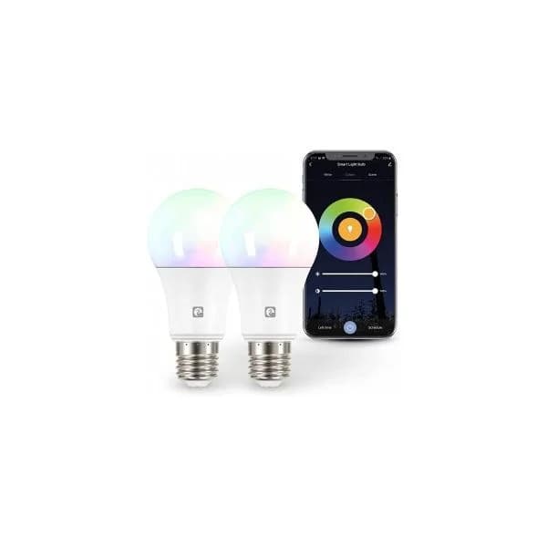 Garza Smart Home - Pack 2 LED Inteligente Wifi Estándar A60 11W E27 RGB + CCT Voz App Alexa Google 480058A
