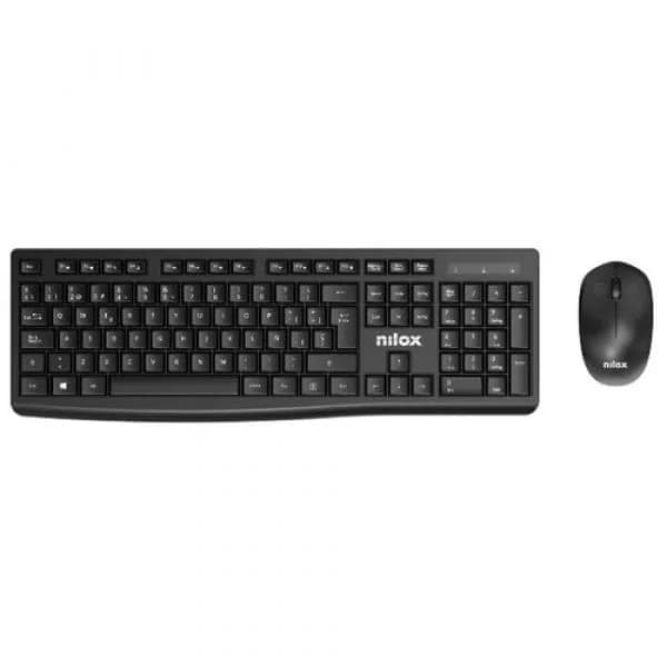Teclado Nilox NXKMWE012 Rato Sem Fios Preto Espanhol