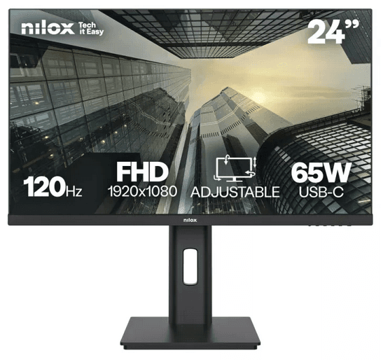 Monitor NILOX 24" NXM24REG12065 Full HD 120Hz IPS HDMI DP Preto