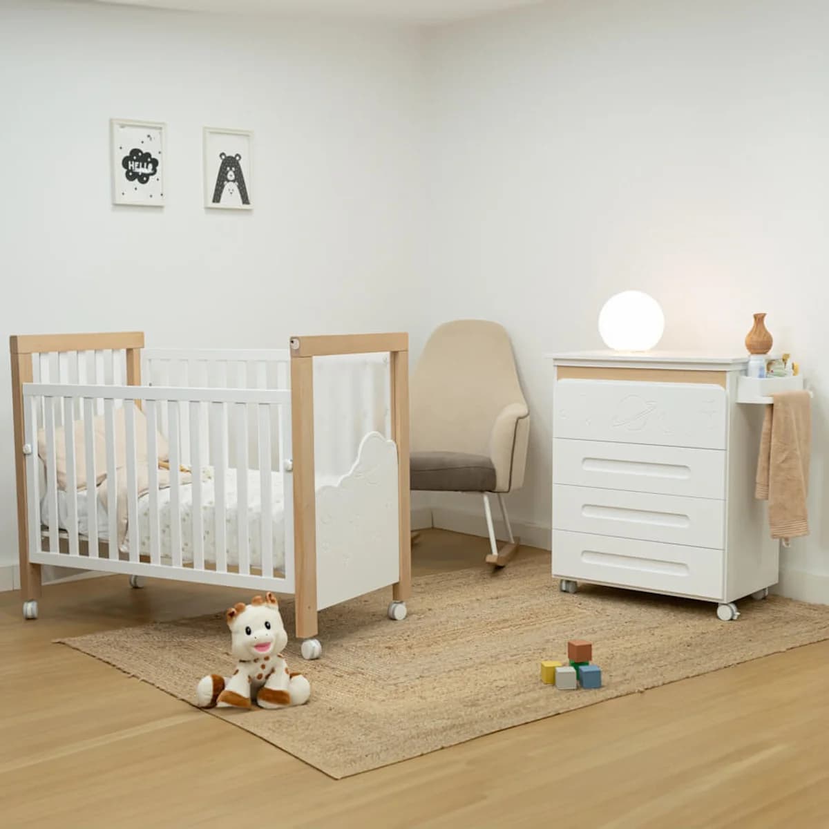 Berço Micuna Cama de Grades 120 X 60 cm Dolce Magic Cot Bed Branco/faia