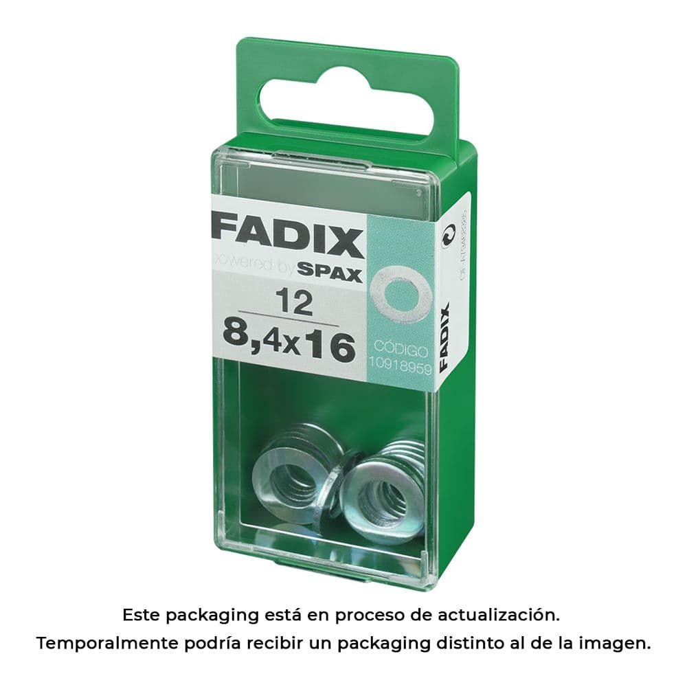 CAIXA S 12 UNID. ANILHA PLANA ZINCO 8,4X16MM FADIX