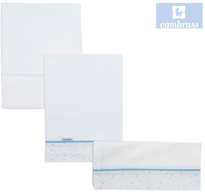 Cambrass Lençóis para Alcofa 3 Peças 80x120 cm Astra Azul
