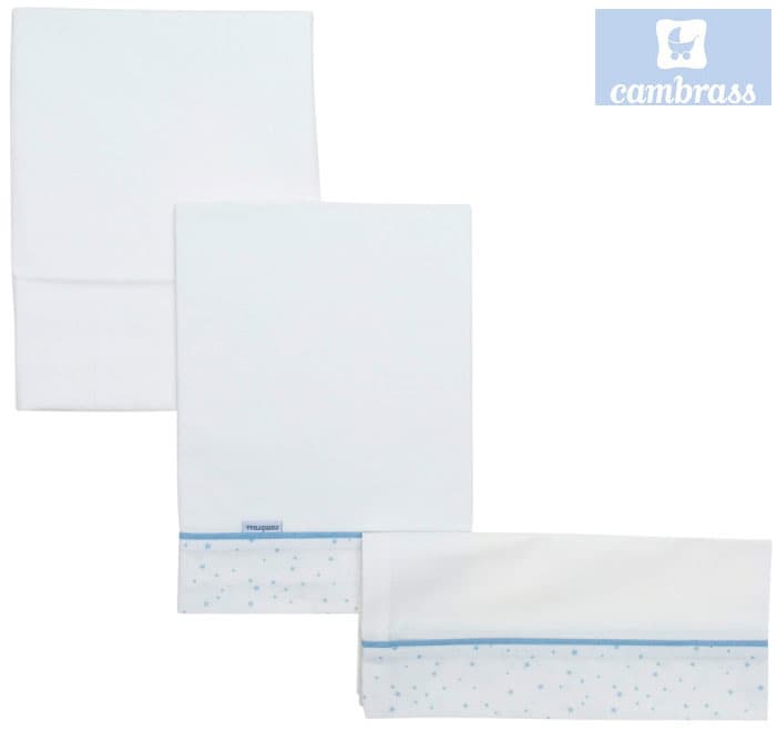 CAMBRASS - LENÇÓIS BERÇO 3 PCS 80x120 CM ASTRA AZUL