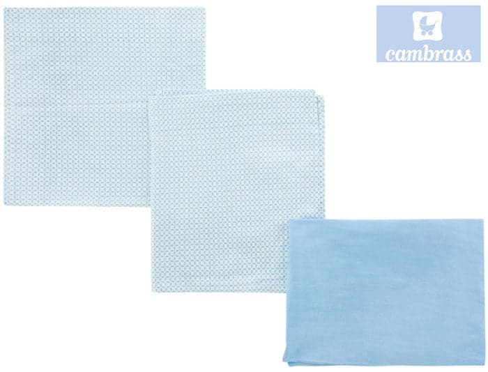 CAMBRASS - LENÇÓIS PARA ALCOFA 3 PCS 80x120 CM GIRAFA AZUL