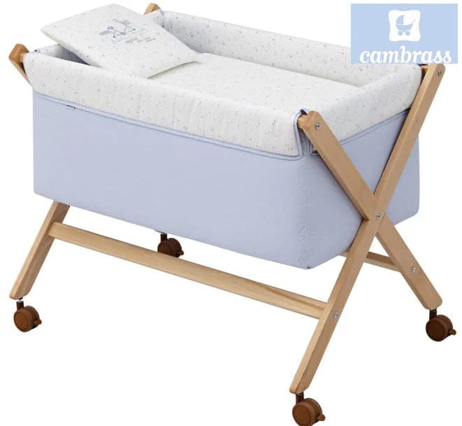 Cambrass - Berço de Madeira Celeste / Natural 55x87x74 cm