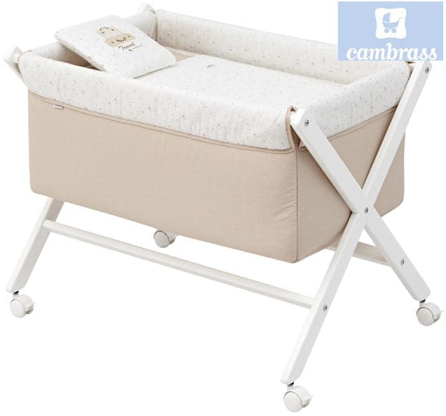 CAMBRASS - BERÇO DE MADEIRA CÉU BEIGE / BCO 55x87x74 CM