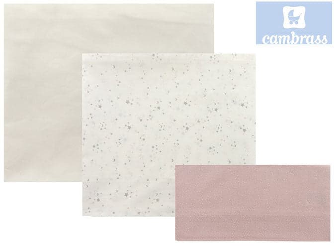 CAMBRASS - LENÇÓIS BERÇO 3 PCS 120x180 CM CÉU ROSA