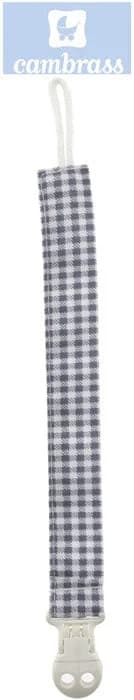 Cambrass - Corrente de Chupetas Magix Clip Vichy Cinza 2x21,5 cm