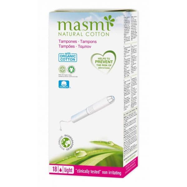 Masmi Tampões c/ Aplicador de Cartão Mini Algodão Biológico 18 Unidades