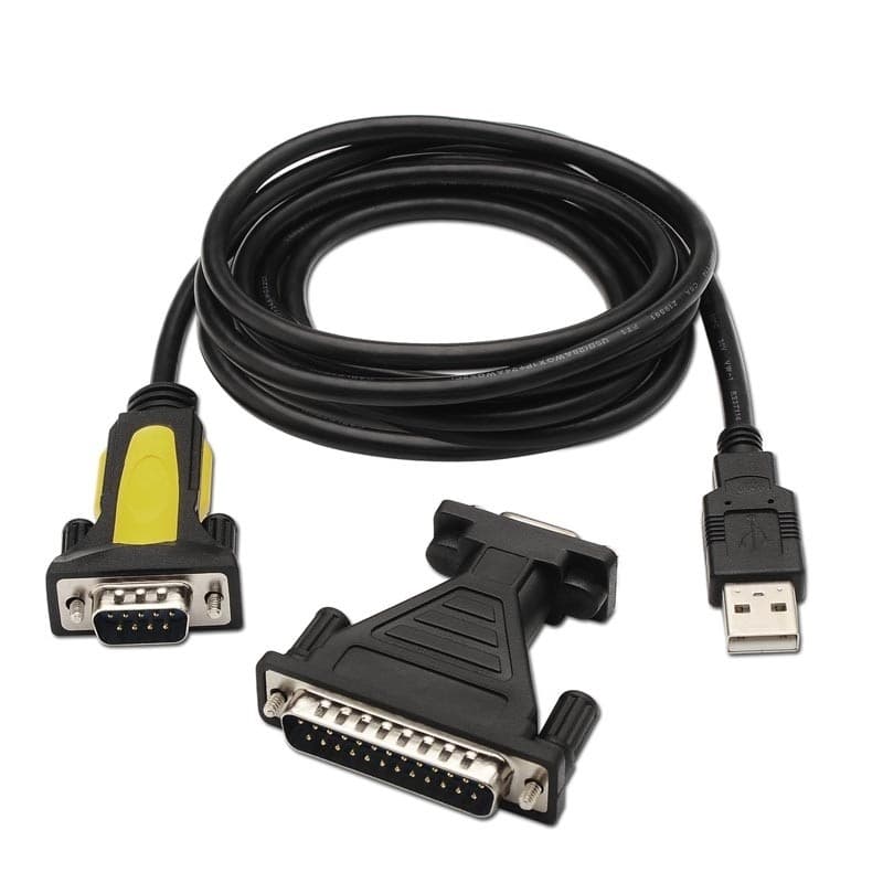 Conversor USB para impressora série, tipo A/M-RS232 DB9/M DB25/M, Preto, 1,8m