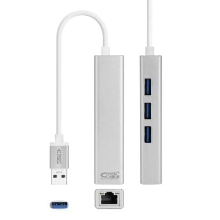 Conversor Nanocable USB 3.0 a Ethernet Gigabit 10/100/1000 Mbps + 3x USB 3.0 15 CM