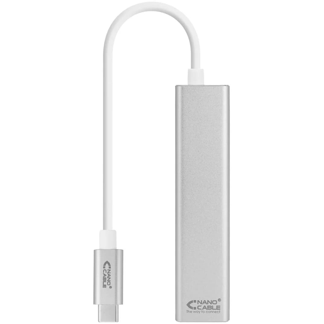 Nanocable Conversor USB-C para Ethernet Gigabit + 3xUSB 3.0 15cm - 10.03.0404