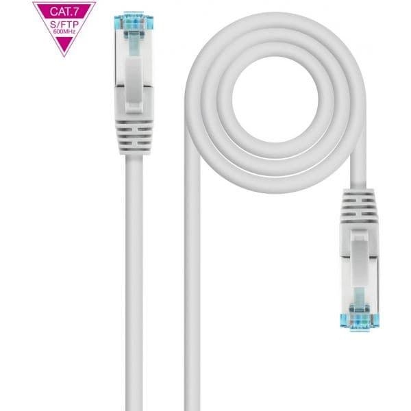 Nanocable - Cable de Red Latiguillo Cat.7 600MHZ LSZH SFTP PIMF AWG26, Gris, 25 cm - 10.20.1700-L25