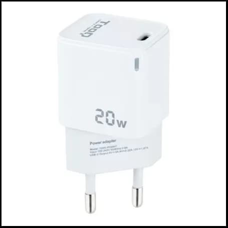 TooQ Carregador de Parede 1xUSB Tipo-C 20W Branco