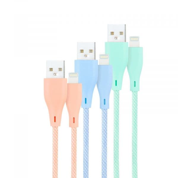 Nanocable Pack 3 Mesh USB 2.0 para cabos Lightning macho/macho 1m rosa/azul/verde