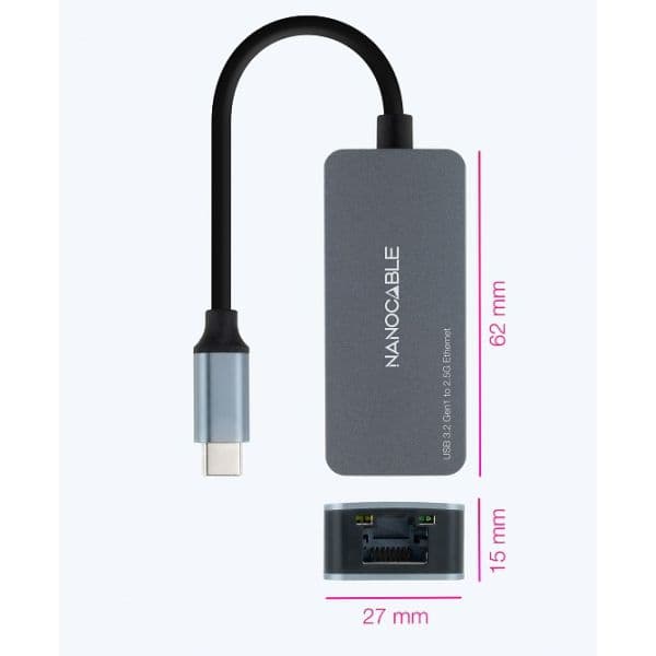 Conversor Nanocable USB-C 3.2 GEN1 para LAN 2.5G