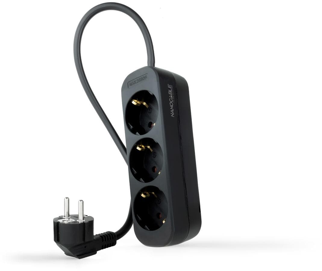 Nanocable Extensão com 3 Tomadas Tipo F 1.4m Preto