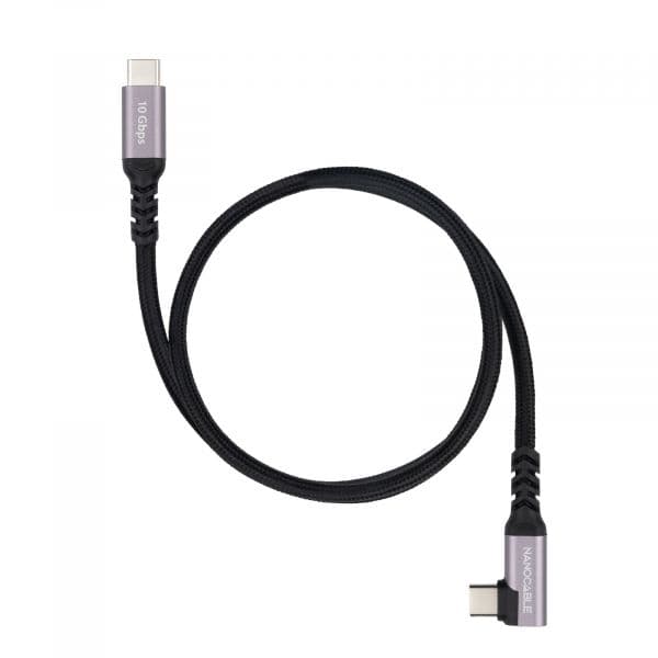 Nanocable 10.01.4702 Cabo USB-C 3.2 Angulado 10Gbps 100W 2m Black