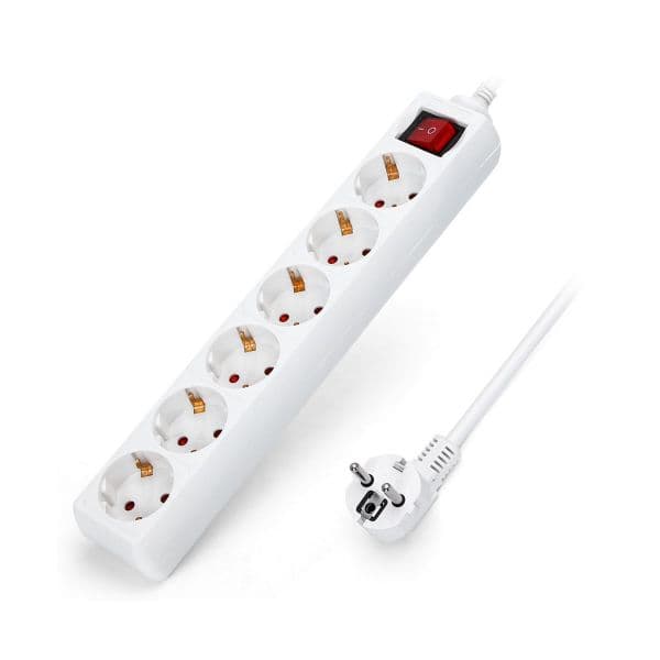 Aigostar Régua c/Interruptor 6 Tomadas 16A 3m Branca
